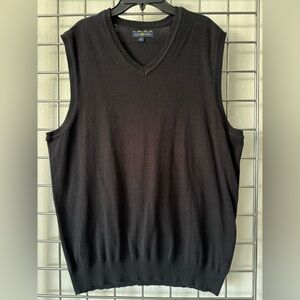 CLUBROOM 100% Cotton Men's Black Sweater Vest Size Large